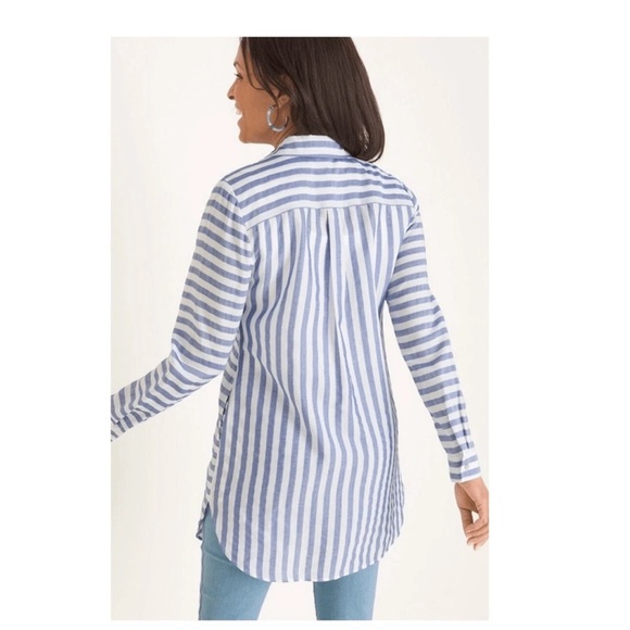NWT Chico’s UPF 50+ Blue Stripe Tunic Shirt – Size 0 (US 4/6) - Picture 3 of 10